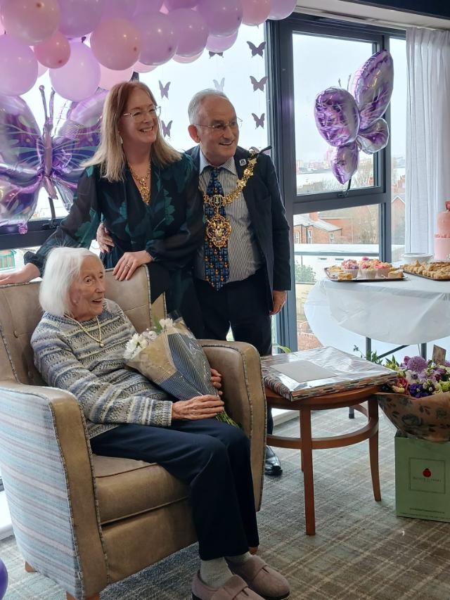mayor with an older lady