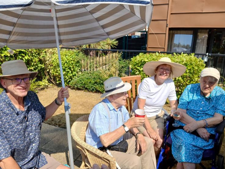 residents sat in garden